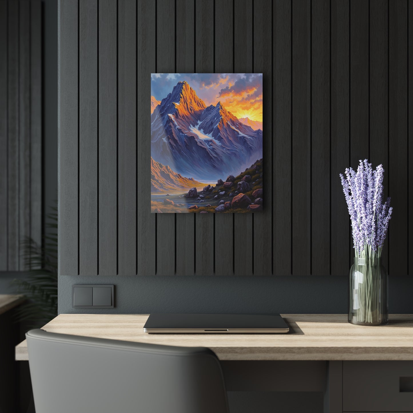 Nature-Inspired Acrylic Print Wall Art, Mountain Landscape Decor, Home Office Artwork, Gift for Nature Lovers, Scenic Decor