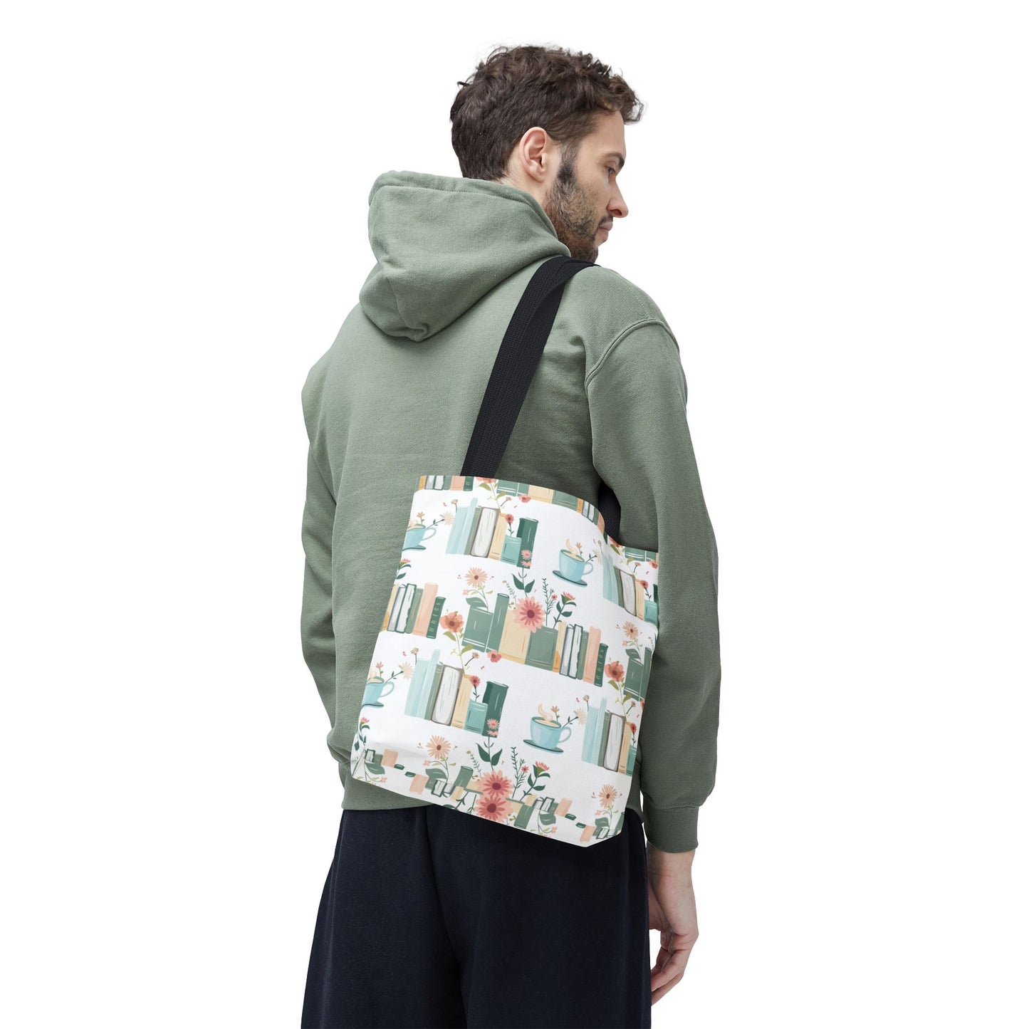 Book Lovers Floral Tote Bag, Eco-Friendly Shopping Bag, Library Tote, Gift for Readers, Canvas Handbag, Botanical Design