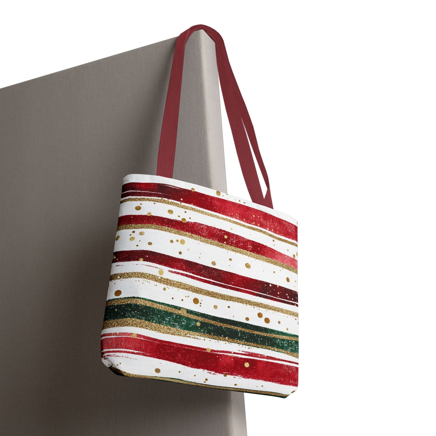Festive Striped Tote Bag | Holiday Shopper, Gift Bag, Eco-Friendly Bag, Christmas Decor, Everyday Use