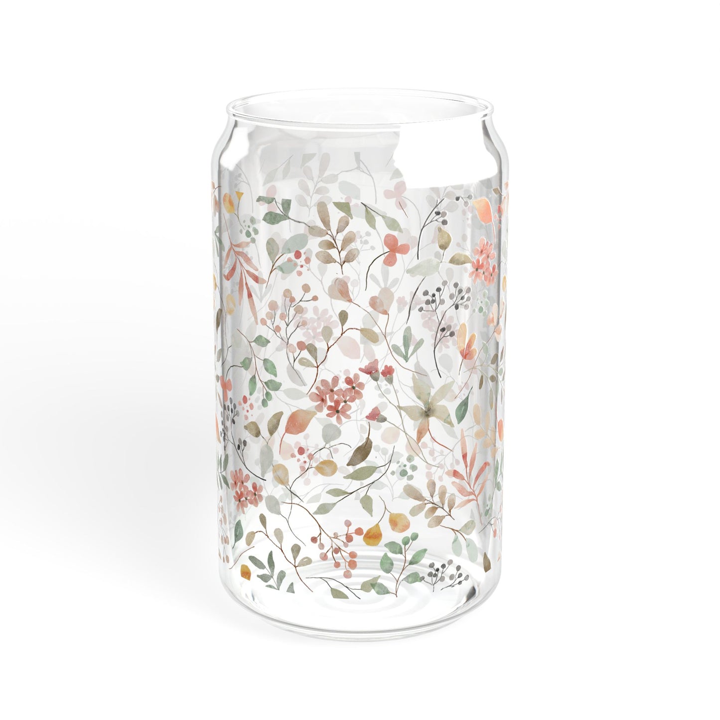 Floral Sipper Glass, 16oz Water Bottle, Eco-Friendly Drinkware, Botanical Straw Jar, Gift for Garden Lovers, Party Essential