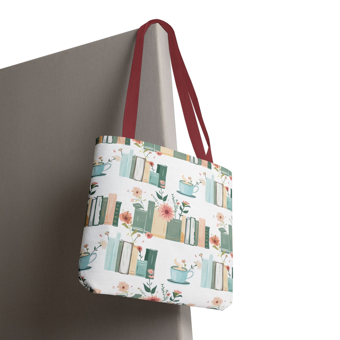 Book Lovers Floral Tote Bag, Eco-Friendly Shopping Bag, Library Tote, Gift for Readers, Canvas Handbag, Botanical Design