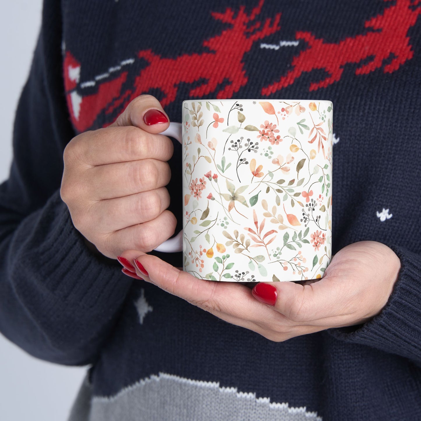 Floral Ceramic Mug - Cozy Coffee Cup, Tea Lover Gift, Home Decor, Housewarming Present, Nature Inspired Drinkware