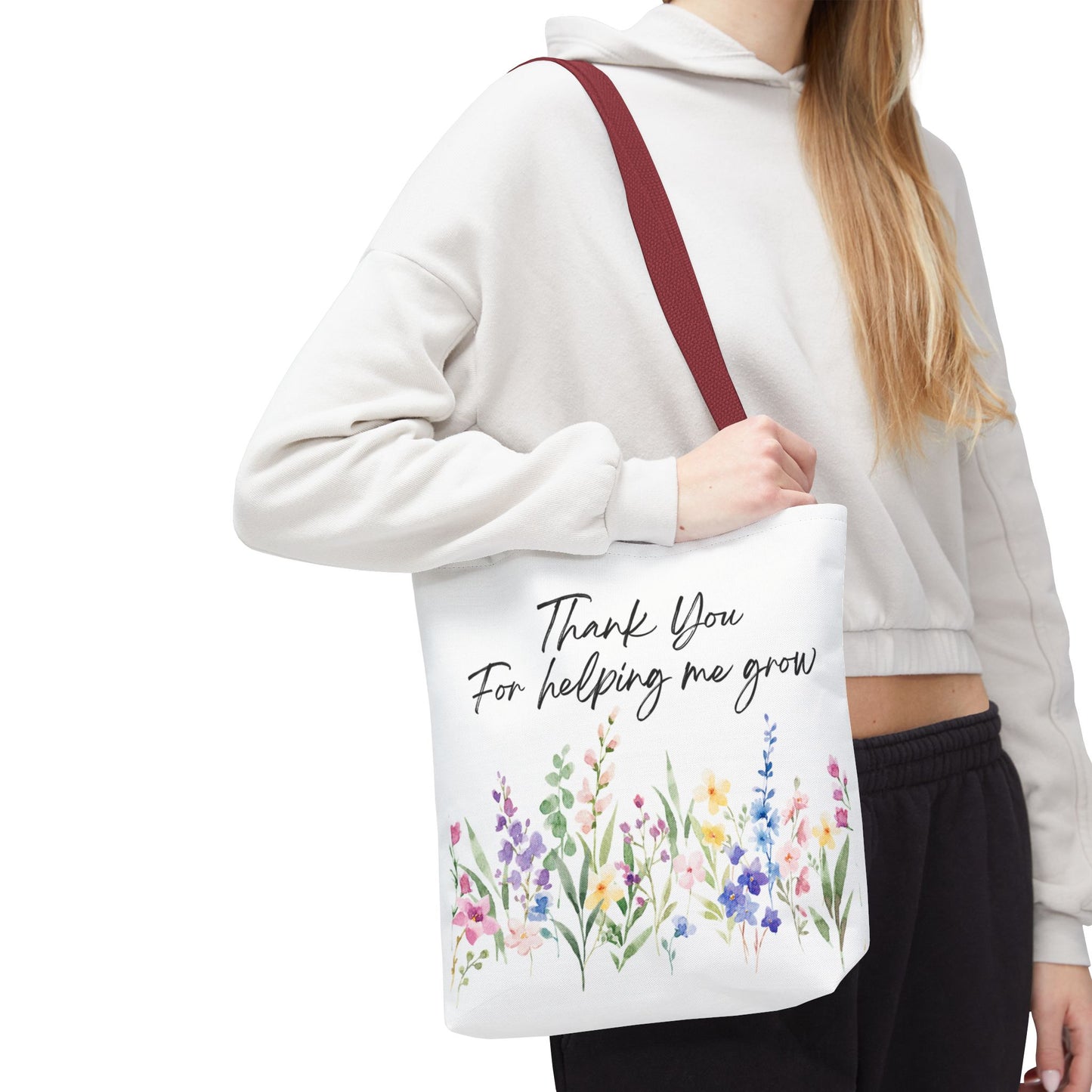 Thank You Floral Tote Bag, Appreciation Gift, Eco-Friendly Bag, Wedding Favor, Teacher's Gift, Summer Tote, Gardening Accessory