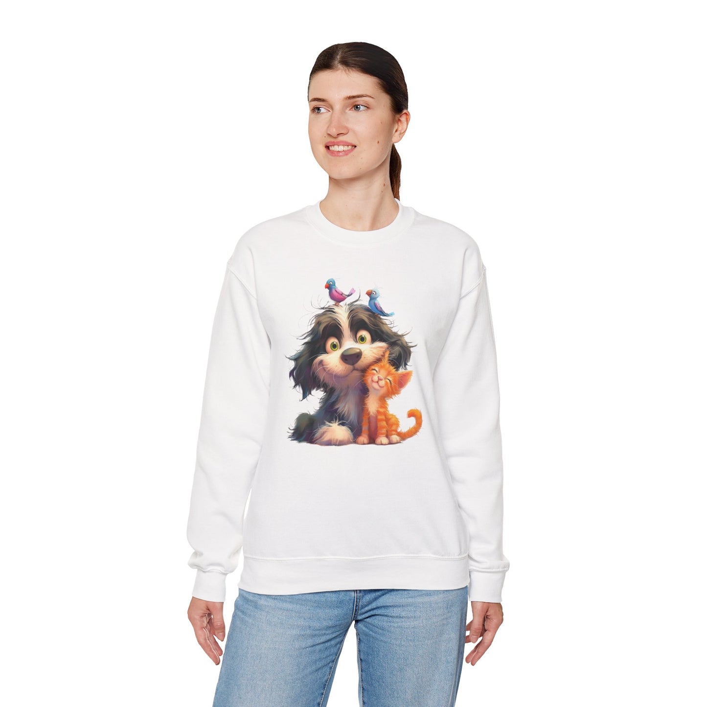 Cozy Pet Lovers Sweatshirt, Cute Animal Crewneck, Gift for Cat Dog Mom, Funny Pet Sweatshirt, Relaxed Fit Unisex Top