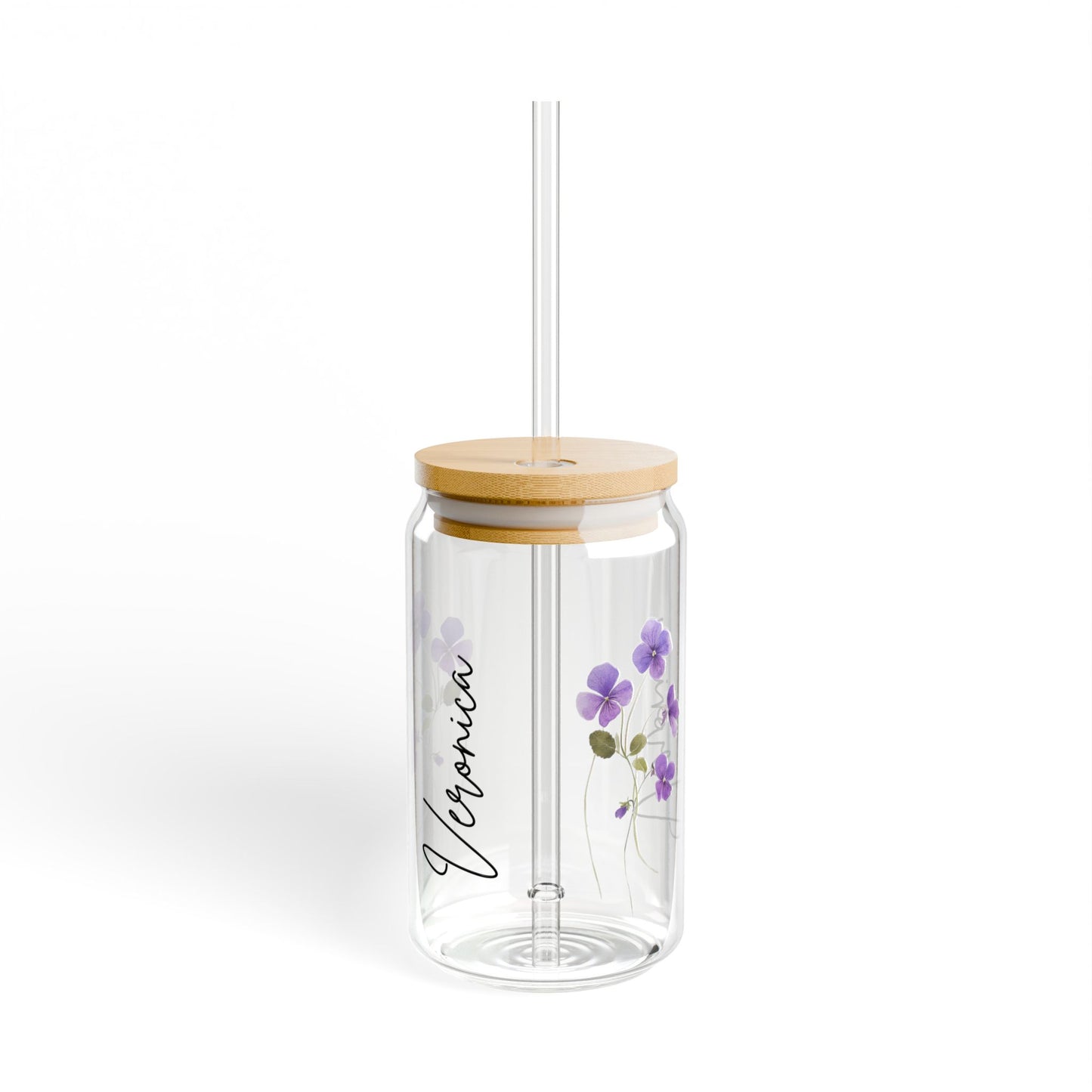 Floral Sipper Glass, Personalized Drinkware, Eco-Friendly Straw Tumbler, Perfect for Gifts, Birthday Parties, Summer Picnics, Home Decor