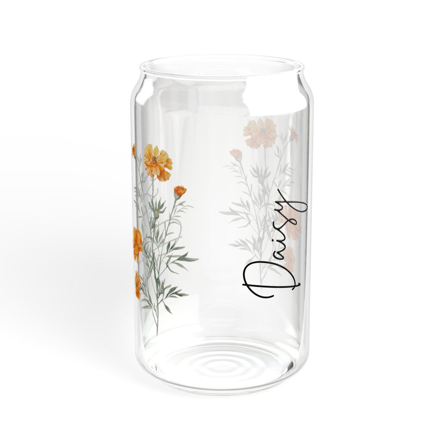 Floral Sipper Glass, 16oz | Handmade Drinkware, Sustainable Beverage Container, Great for Gifts, Eco-Friendly Hydration