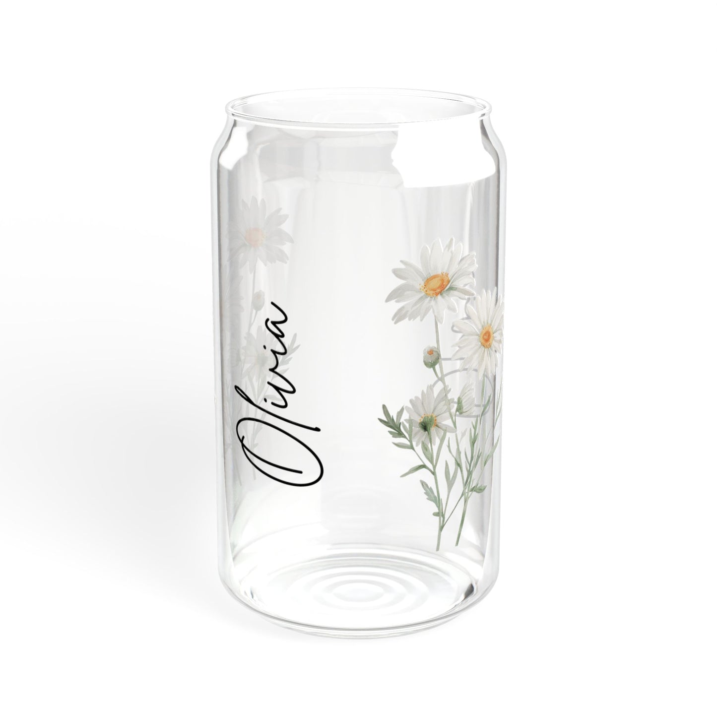 Floral Sipper Glass, 16oz - Personalized Drinkware for Eco-Friendly Sipping, Ideal Gift for Birthdays, Weddings, and Parties