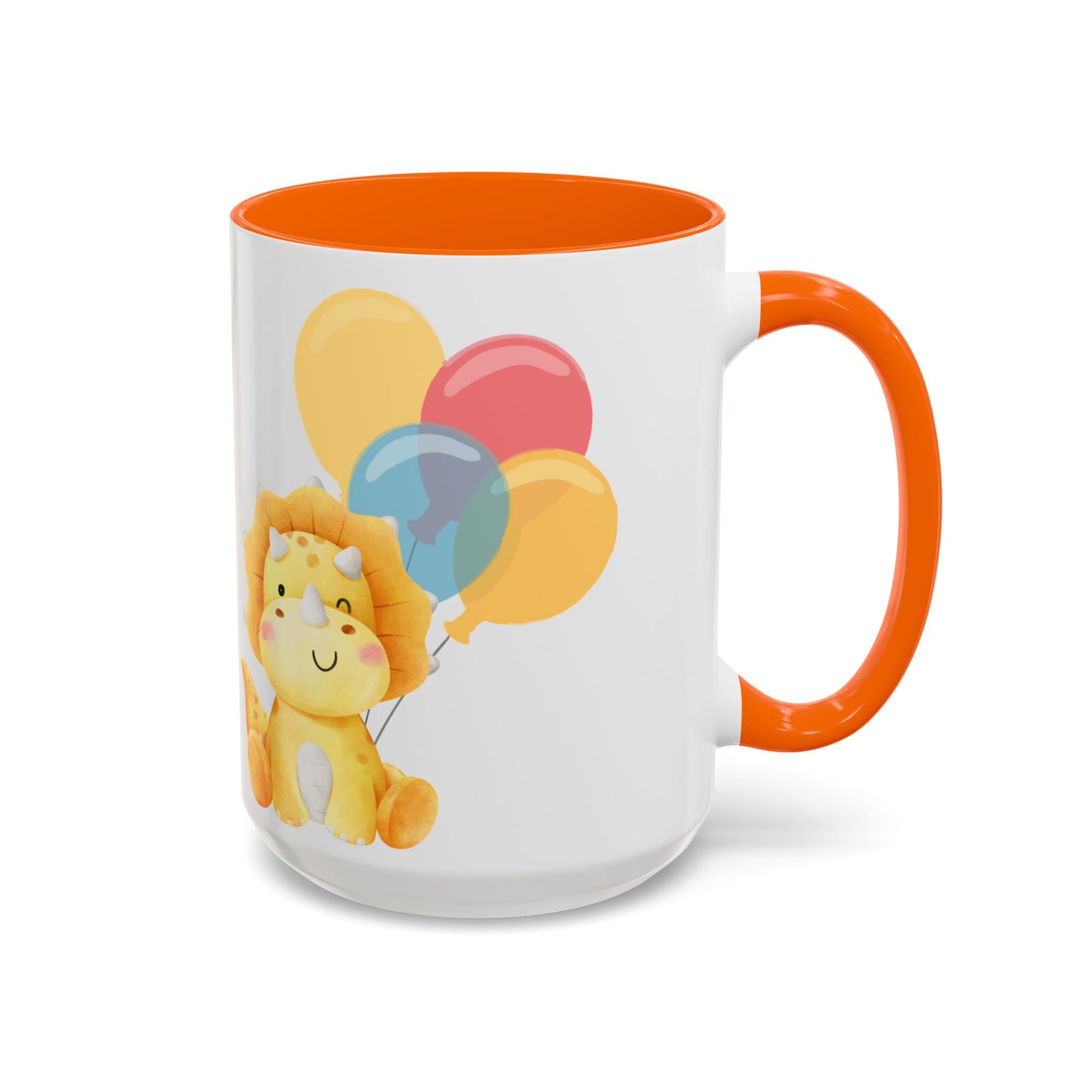 Happy Birthday Accent Coffee Mug - Cute Dinosaur with Balloons - Fun Celebration Drinkware