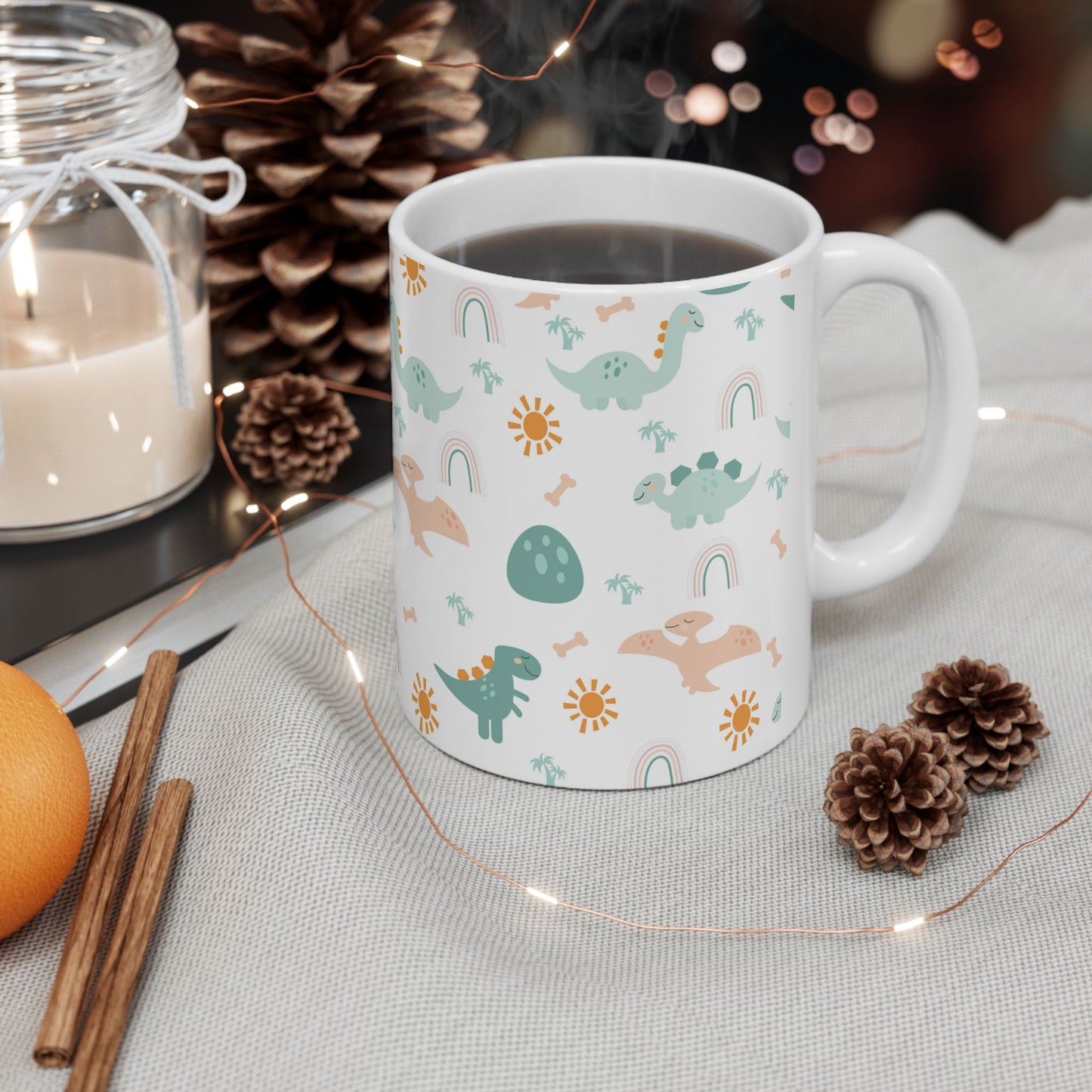Whimsical Dinosaur Ceramic Mug - Fun Kids Drinkware | 11oz & 15oz