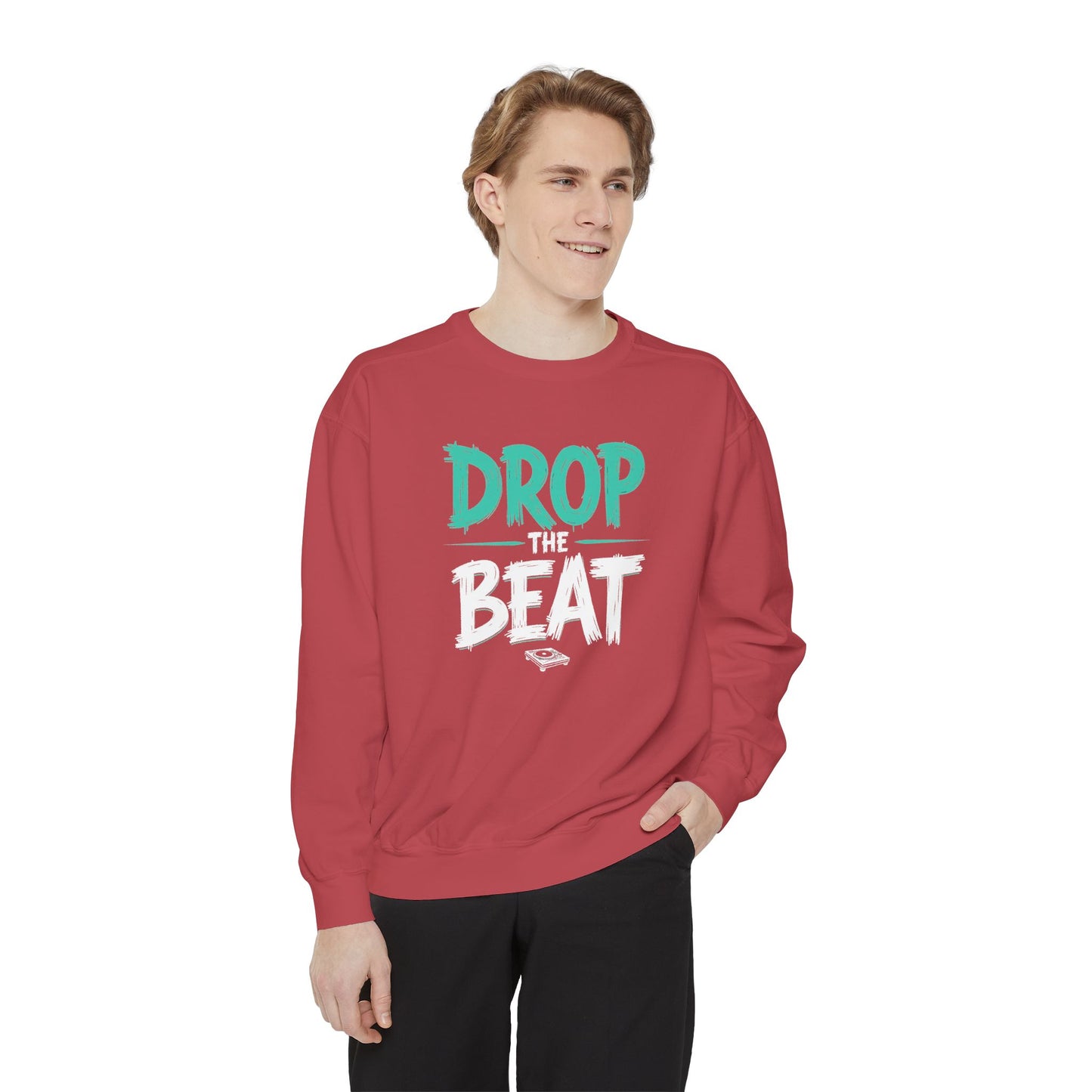 Drop the Beat Sweatshirt, Cozy Music Sweatshirt, Unisex Graphic Apparel, Perfect for Concerts, Unique Gift for Music Lovers