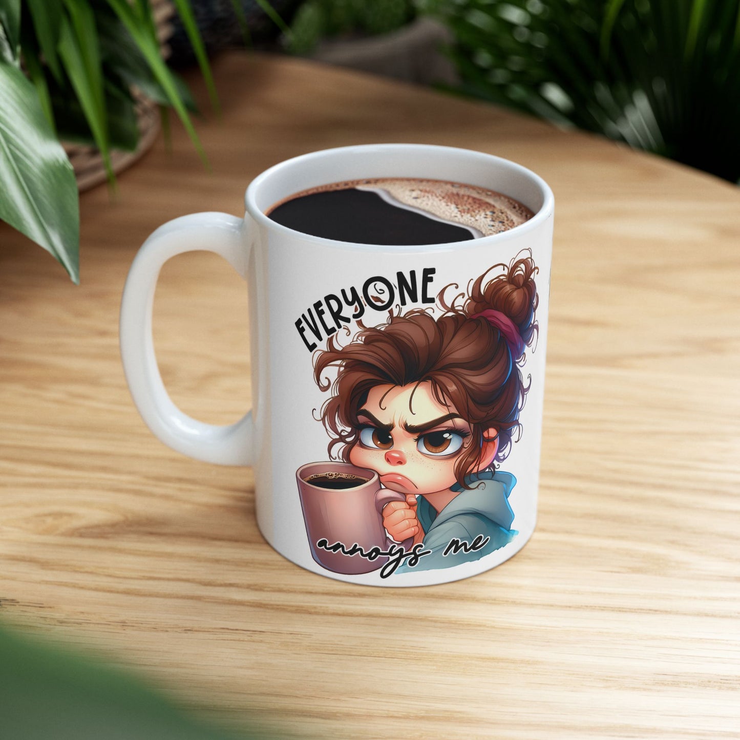 Whimsical Ceramic Mug for Coffee Lovers, Unique Gift Idea, Cute Artwork, Everyday Use, Fun Home Decor