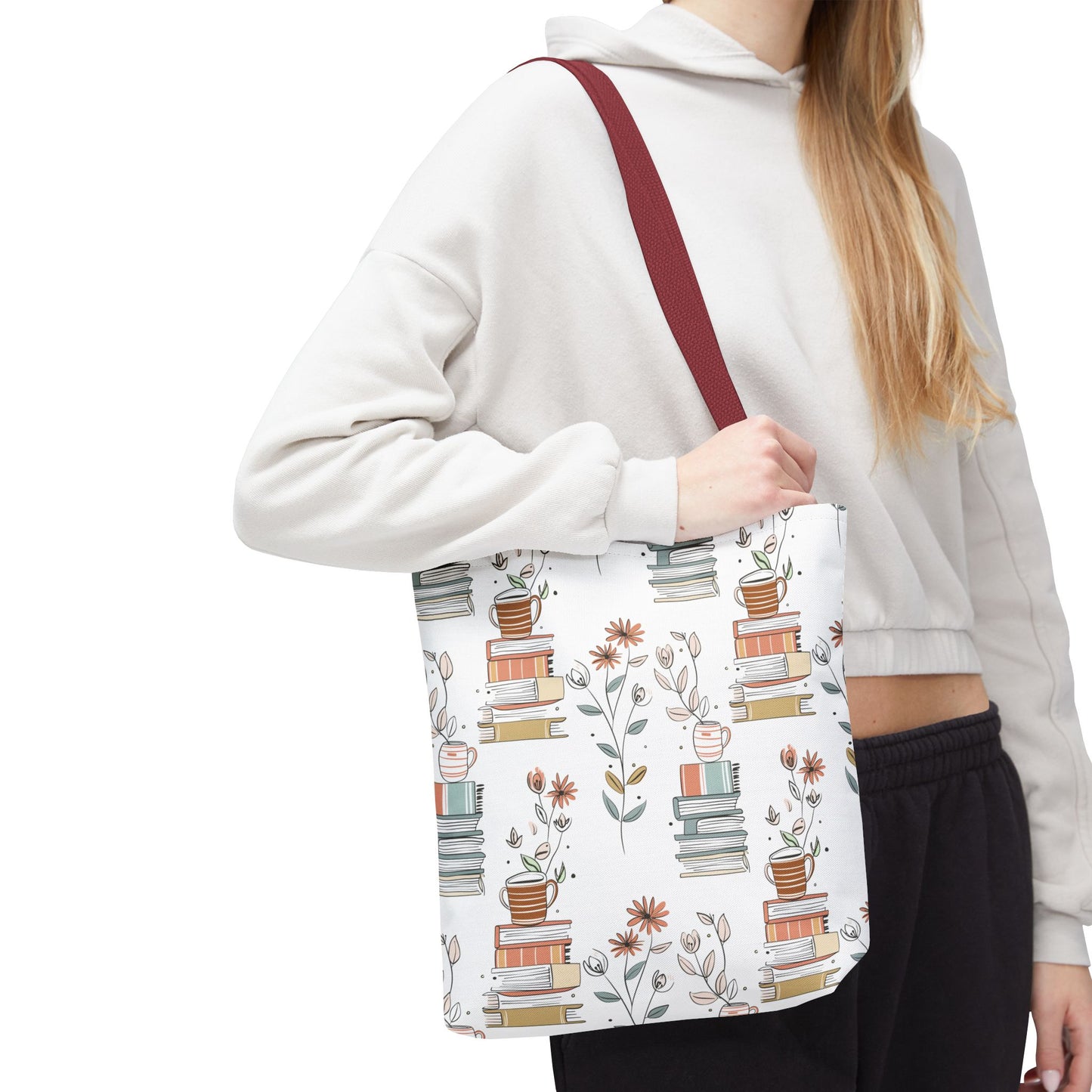 Book Lover's Floral Tote Bag, Perfect for Book Clubs, Library Visits, Eco-Friendly Gift, Reading Enthusiasts, Study Essentials
