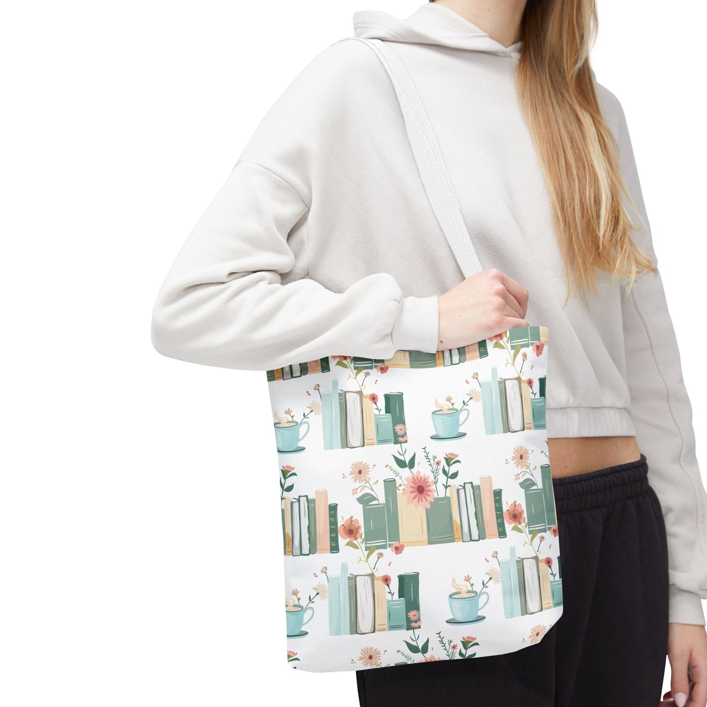 Book Lovers Floral Tote Bag, Eco-Friendly Shopping Bag, Library Tote, Gift for Readers, Canvas Handbag, Botanical Design