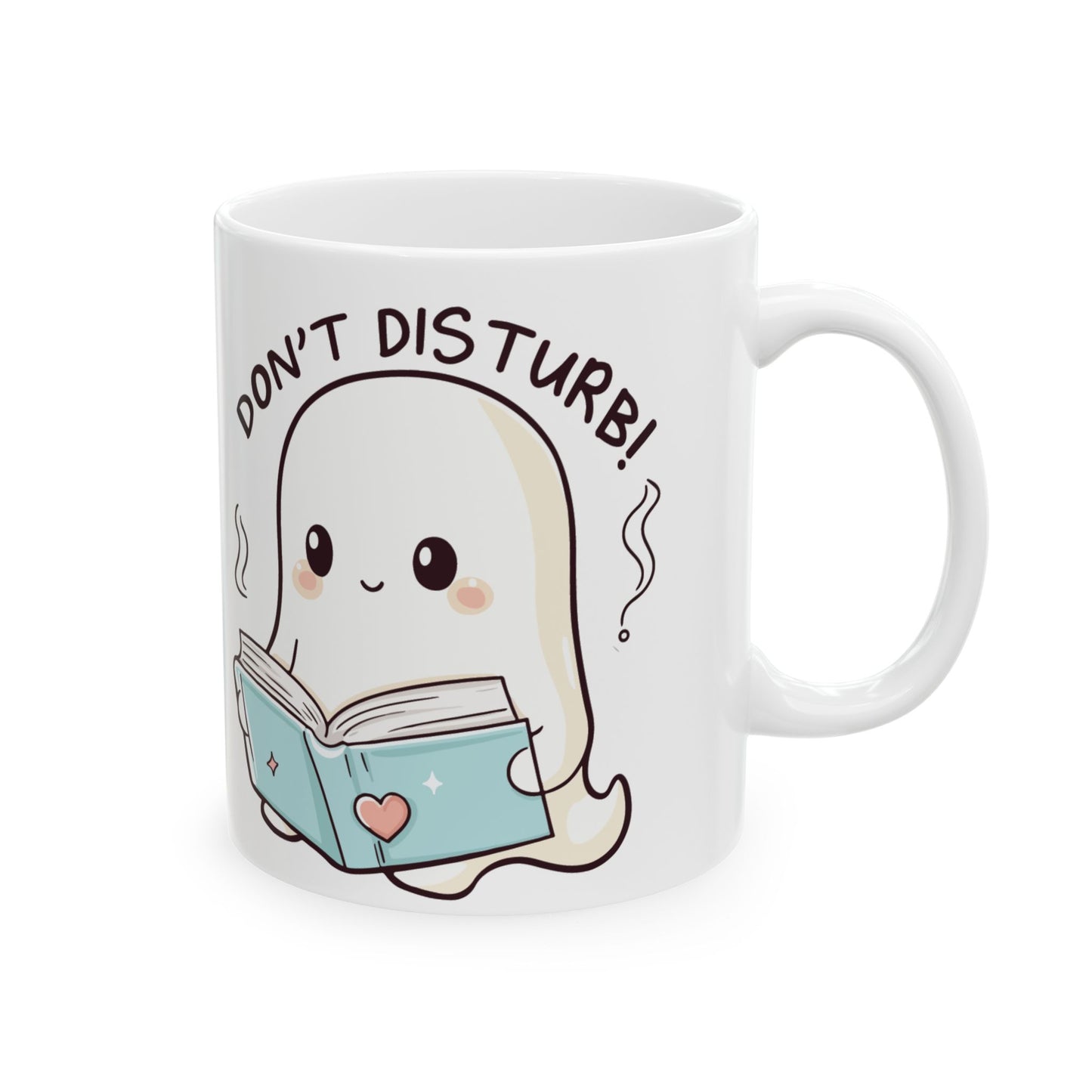 Cute Ghost Reading Ceramic Mug - Don't Disturb! Perfect Gift for Book Lovers, Coffee Lovers, Halloween, Cozy Vibes, Unique Kitchen Decor