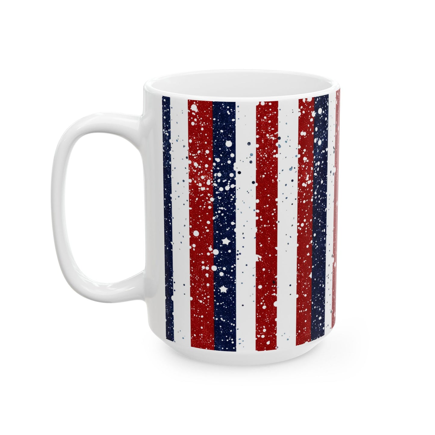Patriotic Ceramic Mug - Red, White, and Blue Striped Coffee Cup, 4th of July Gift, Americana Mug, Celebration Drinkware, USA Pride