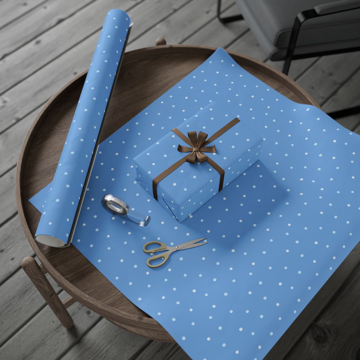 Whimsical Blue Polka Dot Wrapping Paper, Gift Wrap for Birthdays, Holidays, Baby Showers, Crafts & Celebrations