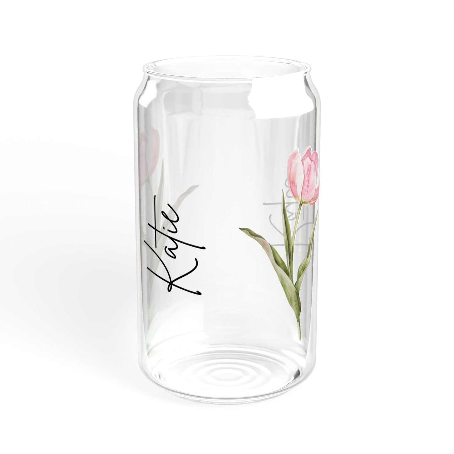 Personalized Floral Sipper Glass, Custom Drinkware, Eco-Friendly Water Bottle, Spring Decor, Gift for Her, Engagement Gift