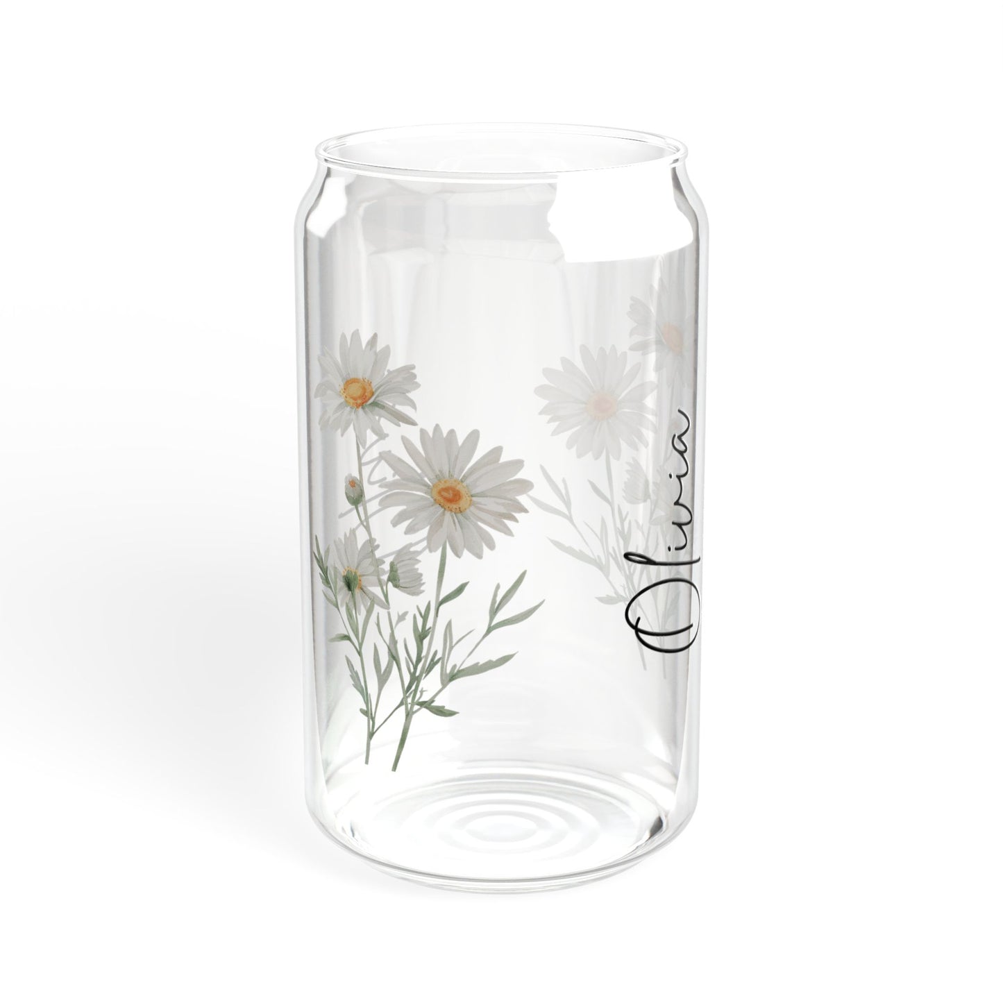 Floral Sipper Glass, 16oz - Personalized Drinkware for Eco-Friendly Sipping, Ideal Gift for Birthdays, Weddings, and Parties