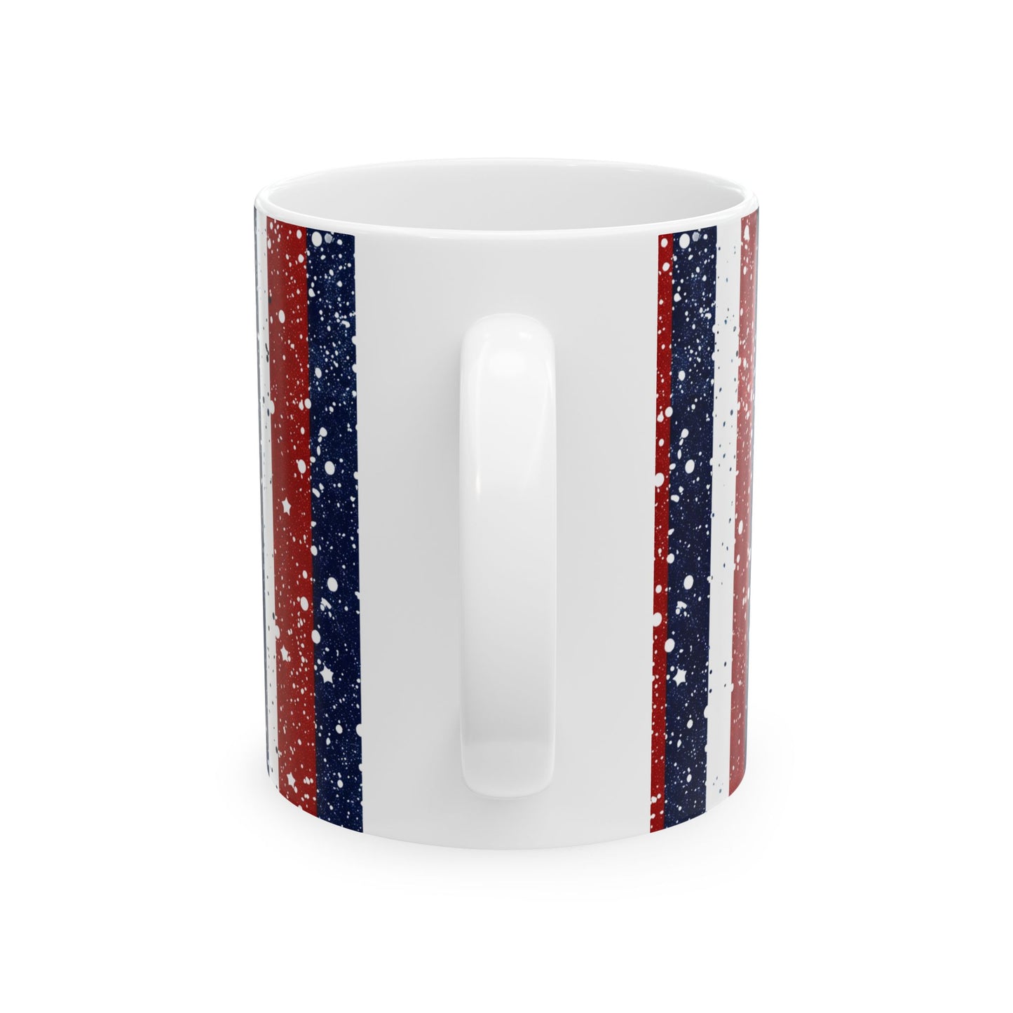 Patriotic Ceramic Mug - Red, White, and Blue Striped Coffee Cup, 4th of July Gift, Americana Mug, Celebration Drinkware, USA Pride