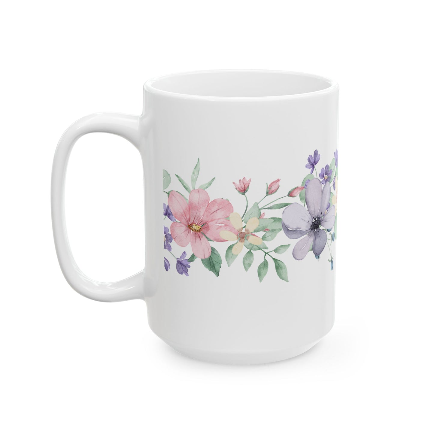 Floral Ceramic Mug - Botanical Coffee Cup, Flower Tea Mug, Gift for Her, Spring Decor, Mother's Day Present