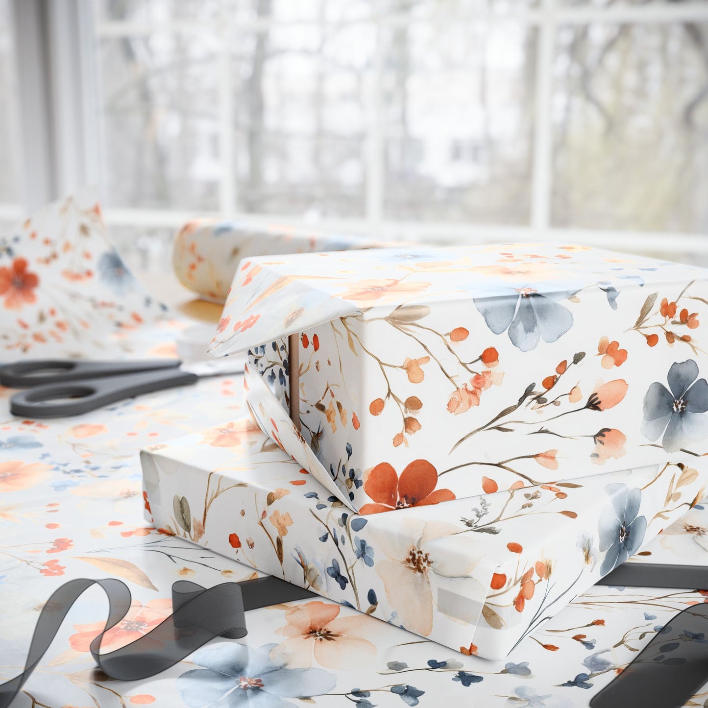 Floral Wrapping Paper, Gift Wrap, Holiday Wrap, Birthday Present, Eco-Friendly Decorations