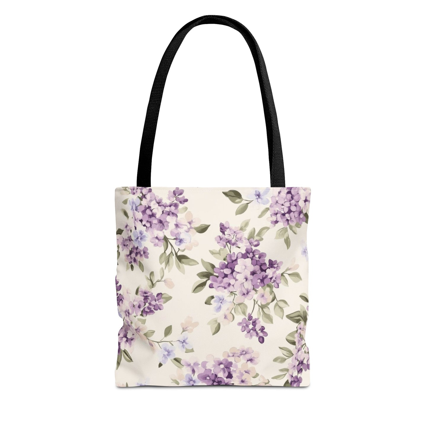 Floral Tote Bag, AOP Shopping Bag, Eco-Friendly Tote, Purple Flower Bag, Gift for Her, Reusable Market Bag, Spring Accessory