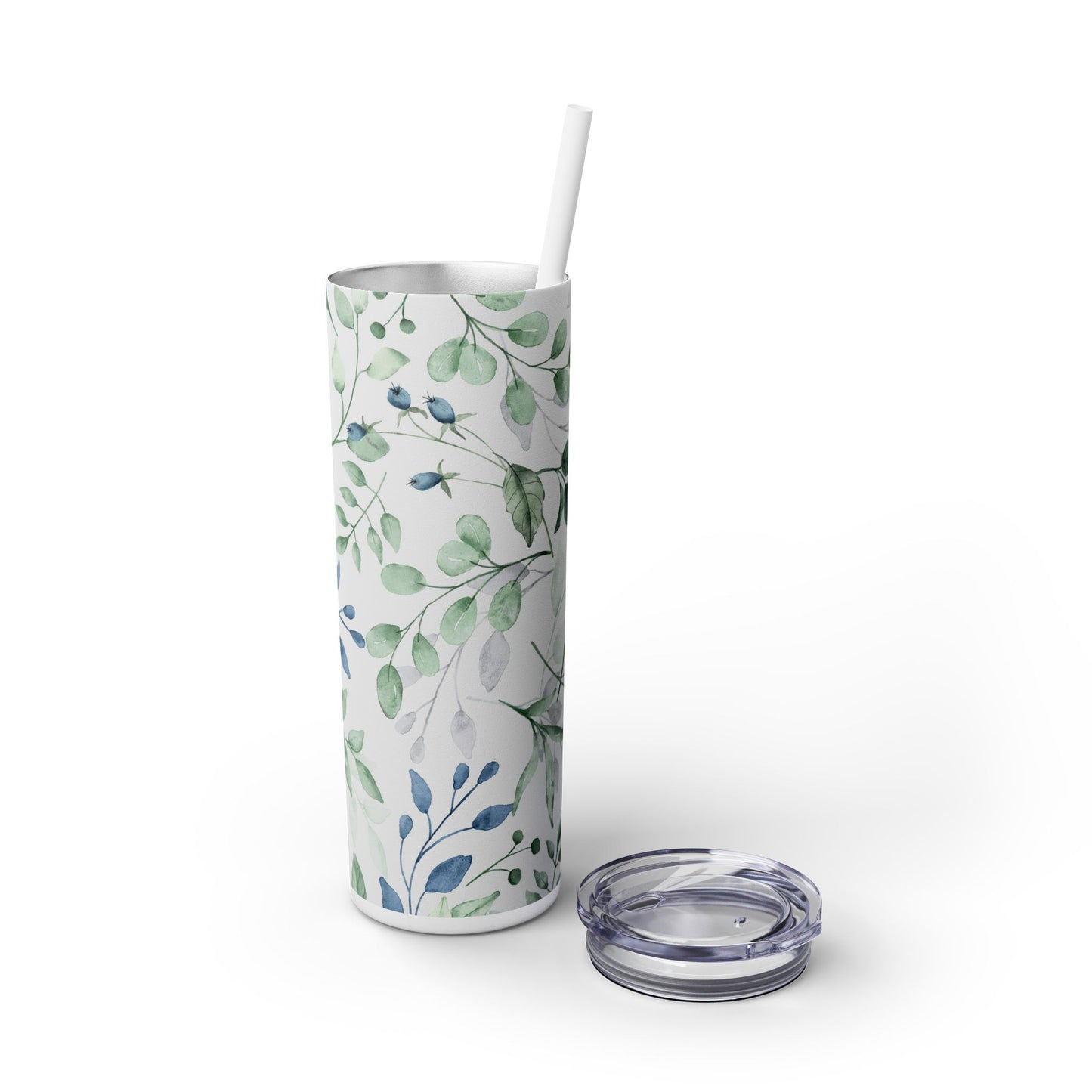 Floral Skinny Tumbler, 20oz Stainless Steel Travel Mug, Eco-Friendly Drinkware, Gift for Her, Summer Hydration, Botanical Design