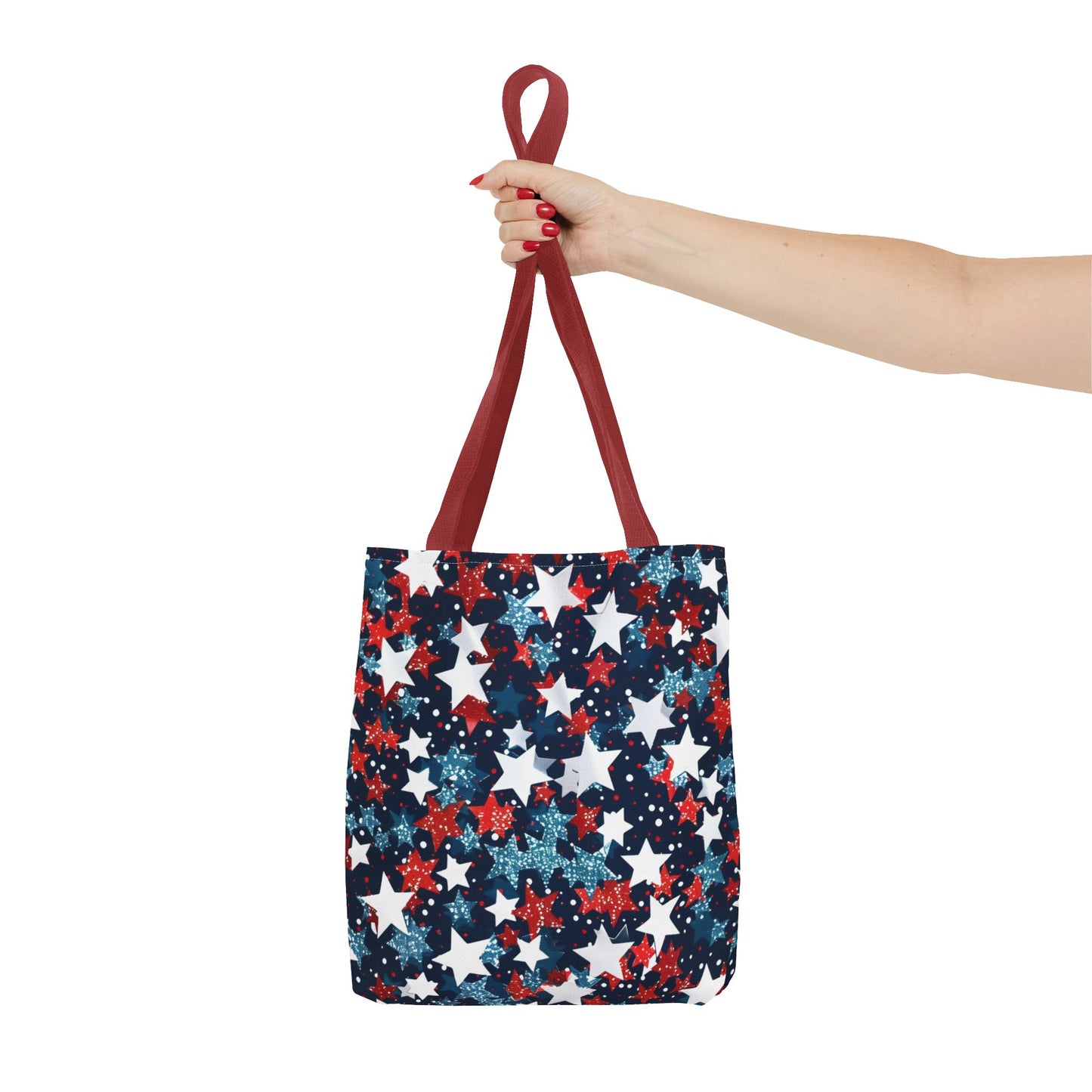 Patriotic Stars Tote Bag, Stylish Grocery Bag, Beach Tote, Gift for Her, USA Flag, Summer Accessory