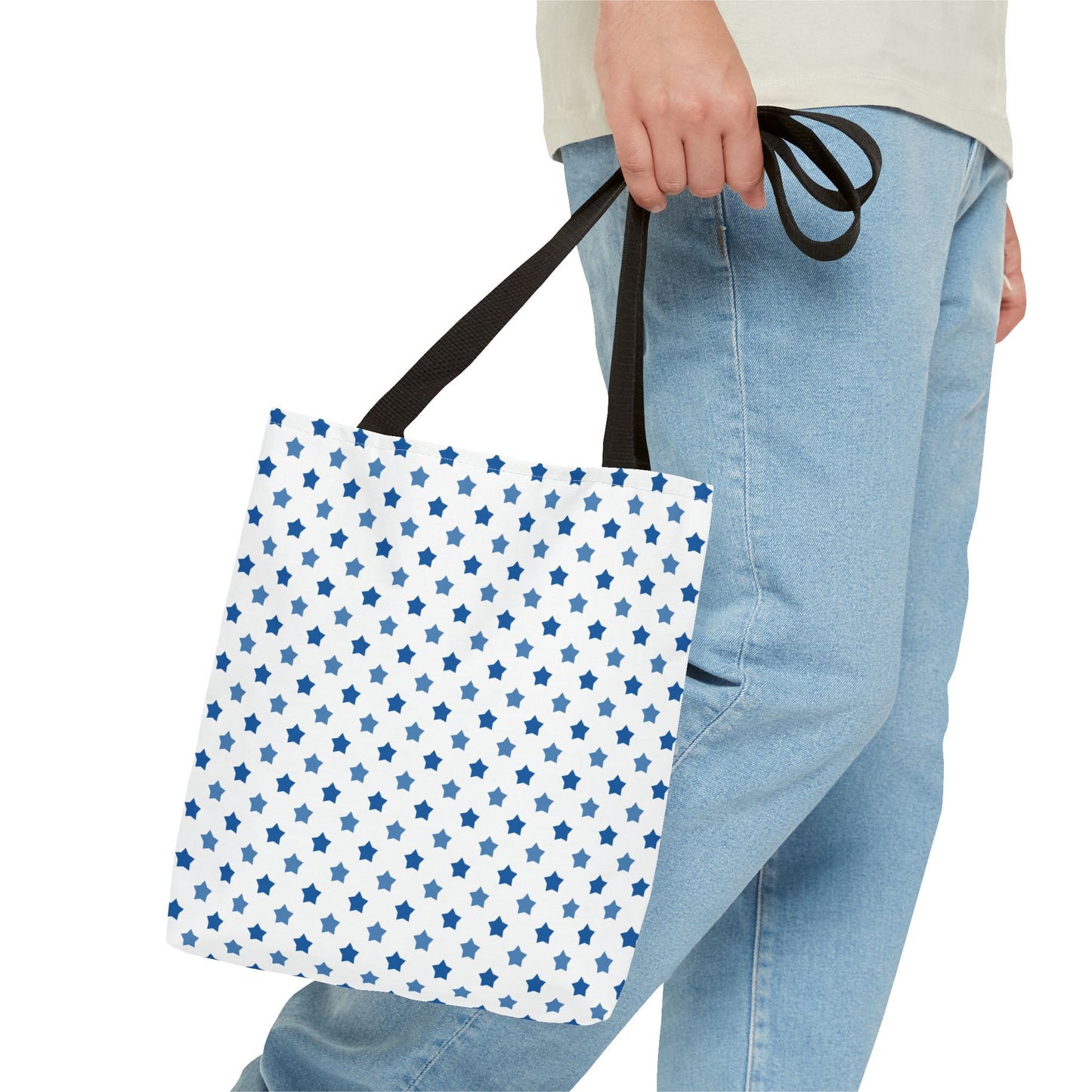 Blue Star Pattern Tote Bag, Stylish Reusable Tote, Shopping Bag, Beach Bag, Gift for Her, Eco-Friendly Accessories