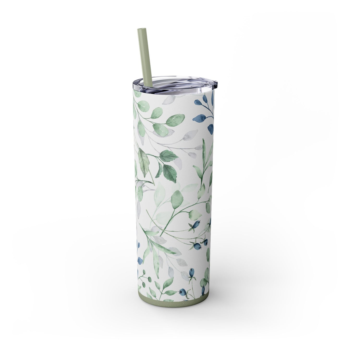 Floral Skinny Tumbler, 20oz Stainless Steel Travel Mug, Eco-Friendly Drinkware, Gift for Her, Summer Hydration, Botanical Design