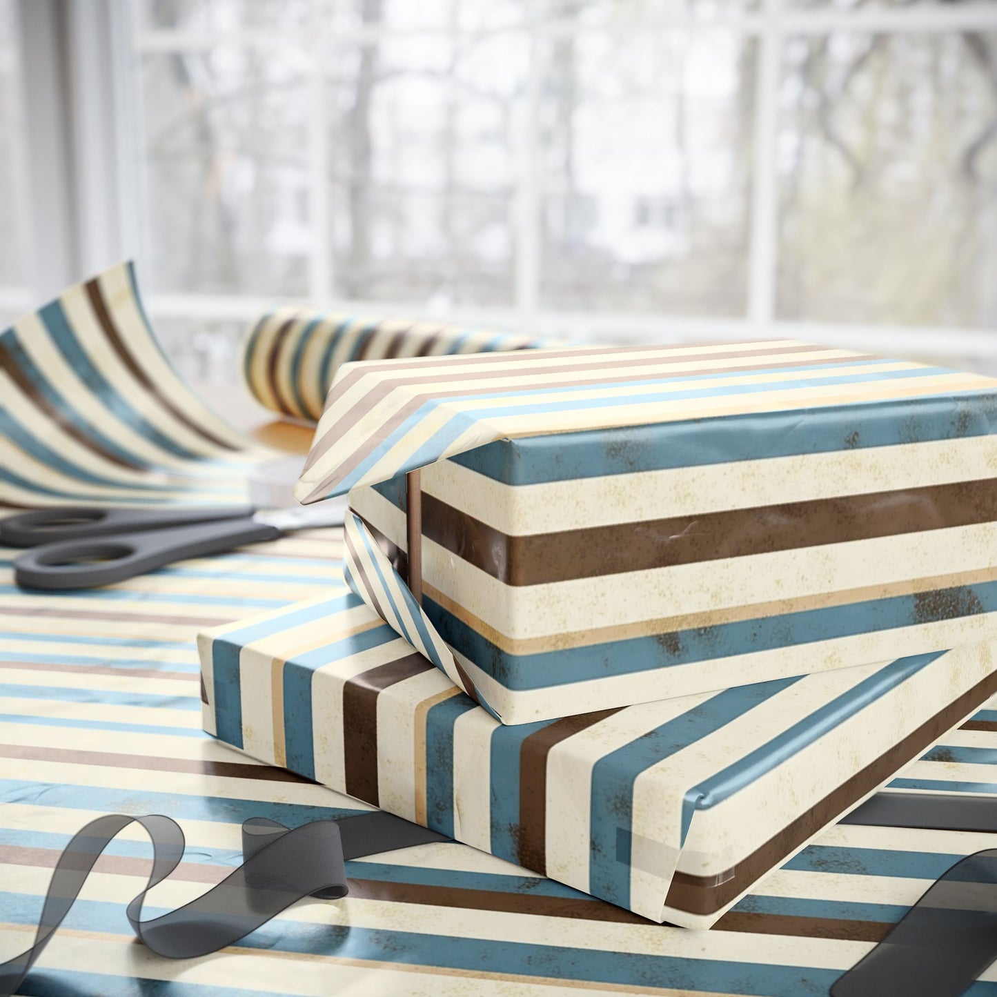 Elegant Striped Wrapping Paper, Gift Wrap for Birthdays, Holidays, Special Occasions, Eco-Friendly Gift Packaging