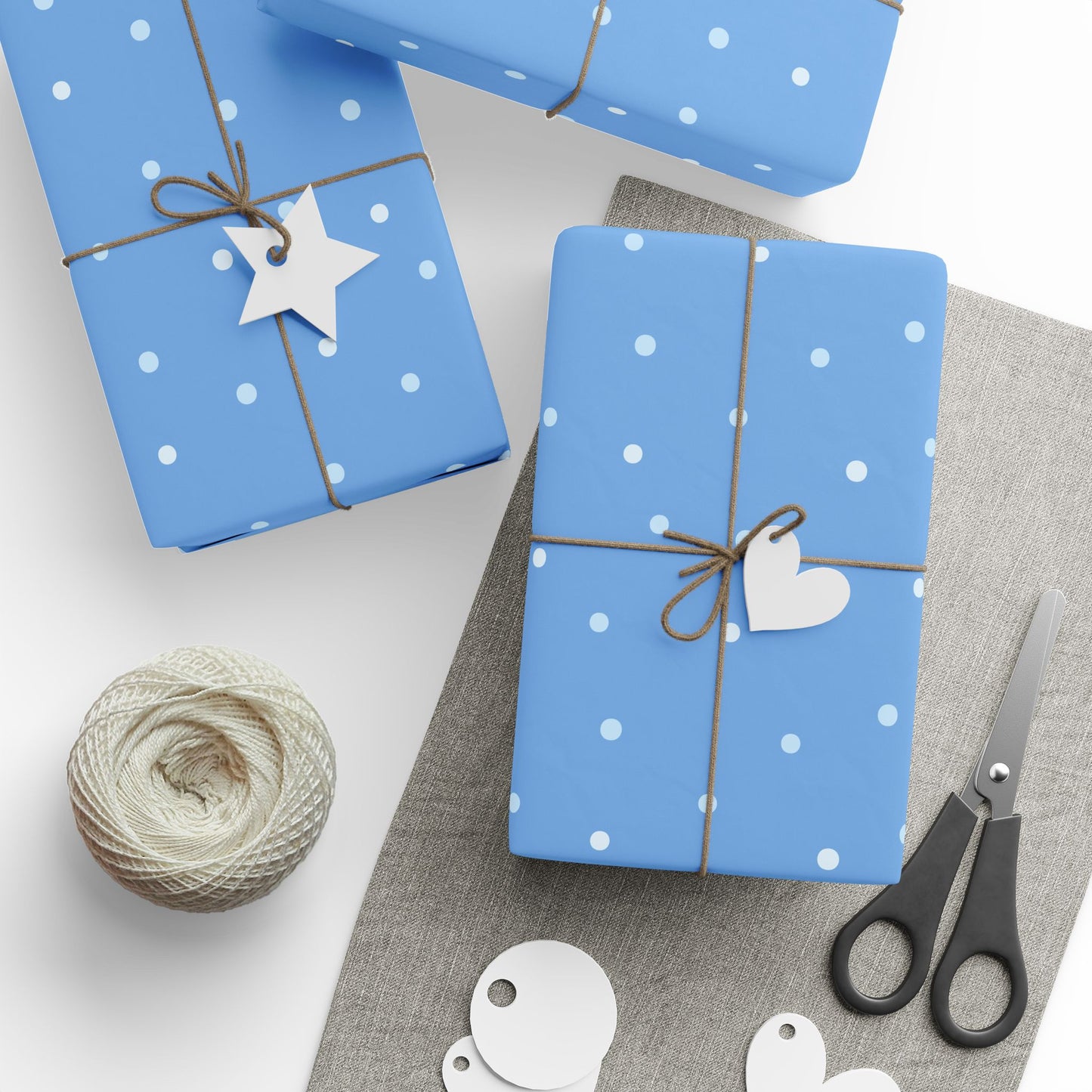 Whimsical Blue Polka Dot Wrapping Paper, Gift Wrap for Birthdays, Holidays, Baby Showers, Crafts & Celebrations