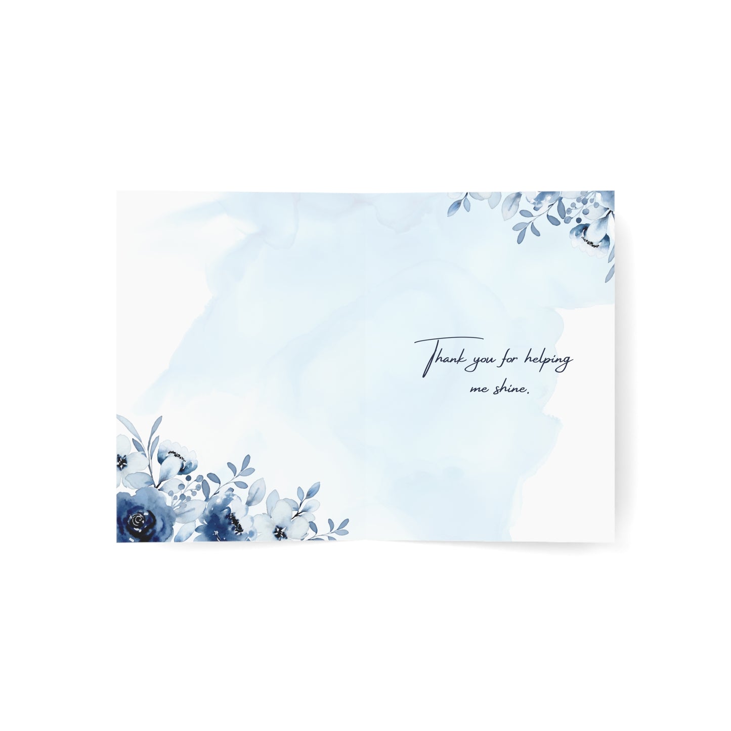 Floral Thank You Cards - Teacher Appreciation, Greeting Card Set, Blue Flower Stationery, Birthday, Wedding, Office Supplies