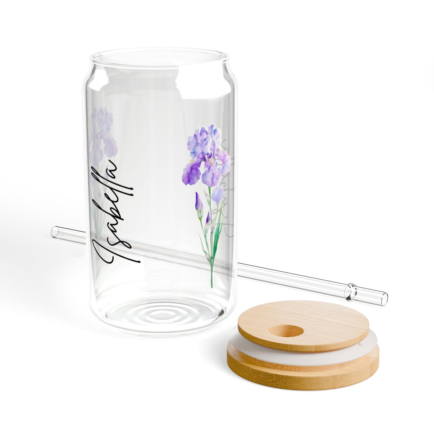 Floral Sipper Glass, Personalized Drinkware, Reusable Straw, Eco-Friendly Mug, Gift for Her, Home Decor, Summer Hydration