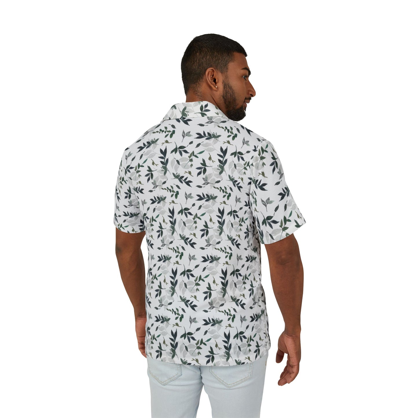 Tropical Leaf Men's Hawaiian Shirt | Summer Vacation Top, Beach Wear, Casual Shirt, Gift for Him, Relaxed Fit