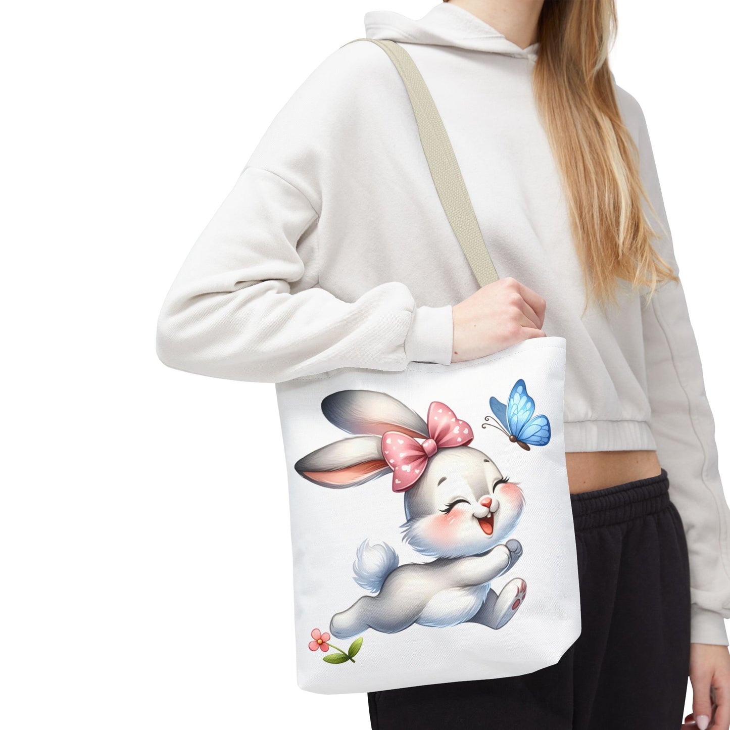 Cute Bunny Tote Bag - Stylish, Practical, Spring Decor, Easter Gift, Floral Shopping