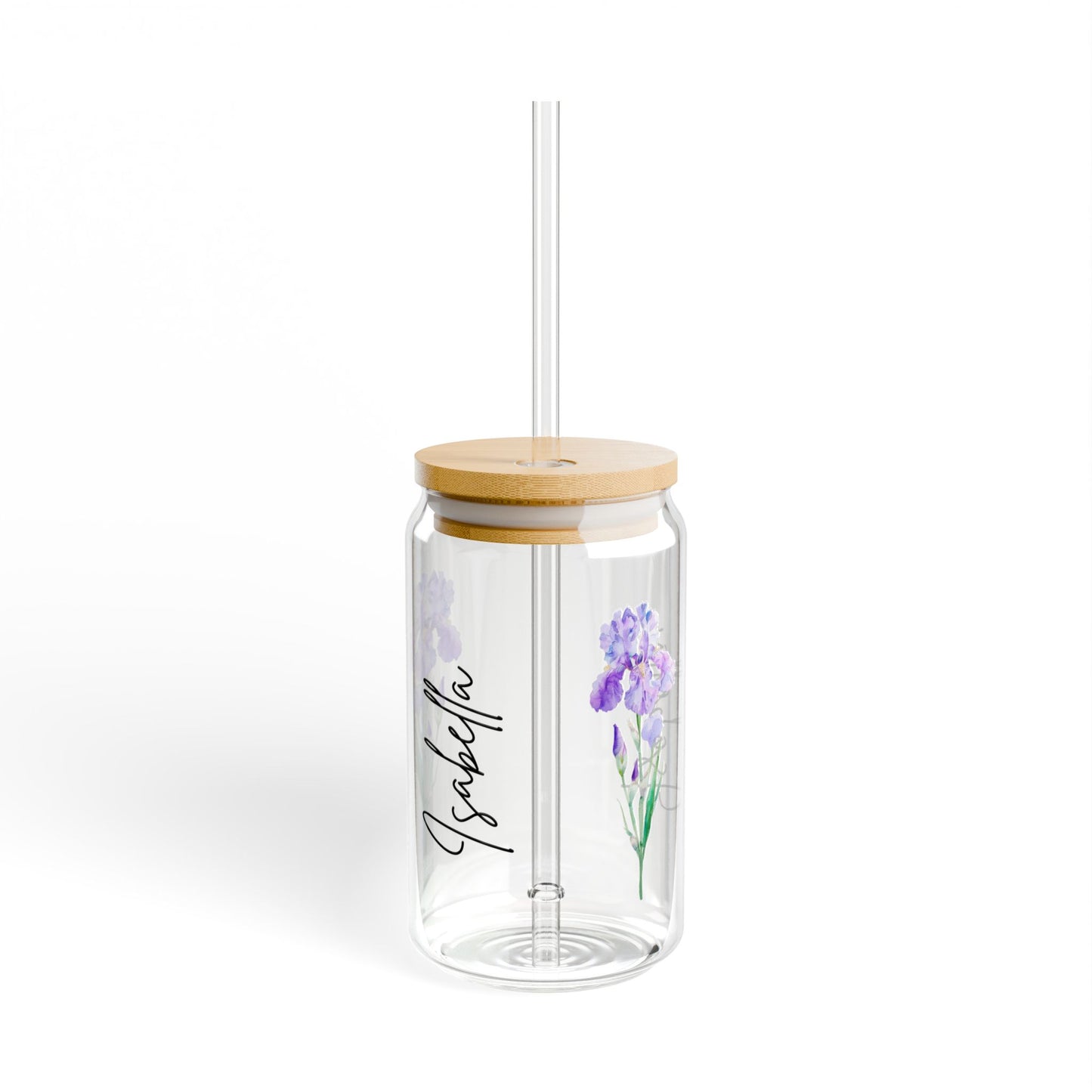Floral Sipper Glass, Personalized Drinkware, Reusable Straw, Eco-Friendly Mug, Gift for Her, Home Decor, Summer Hydration