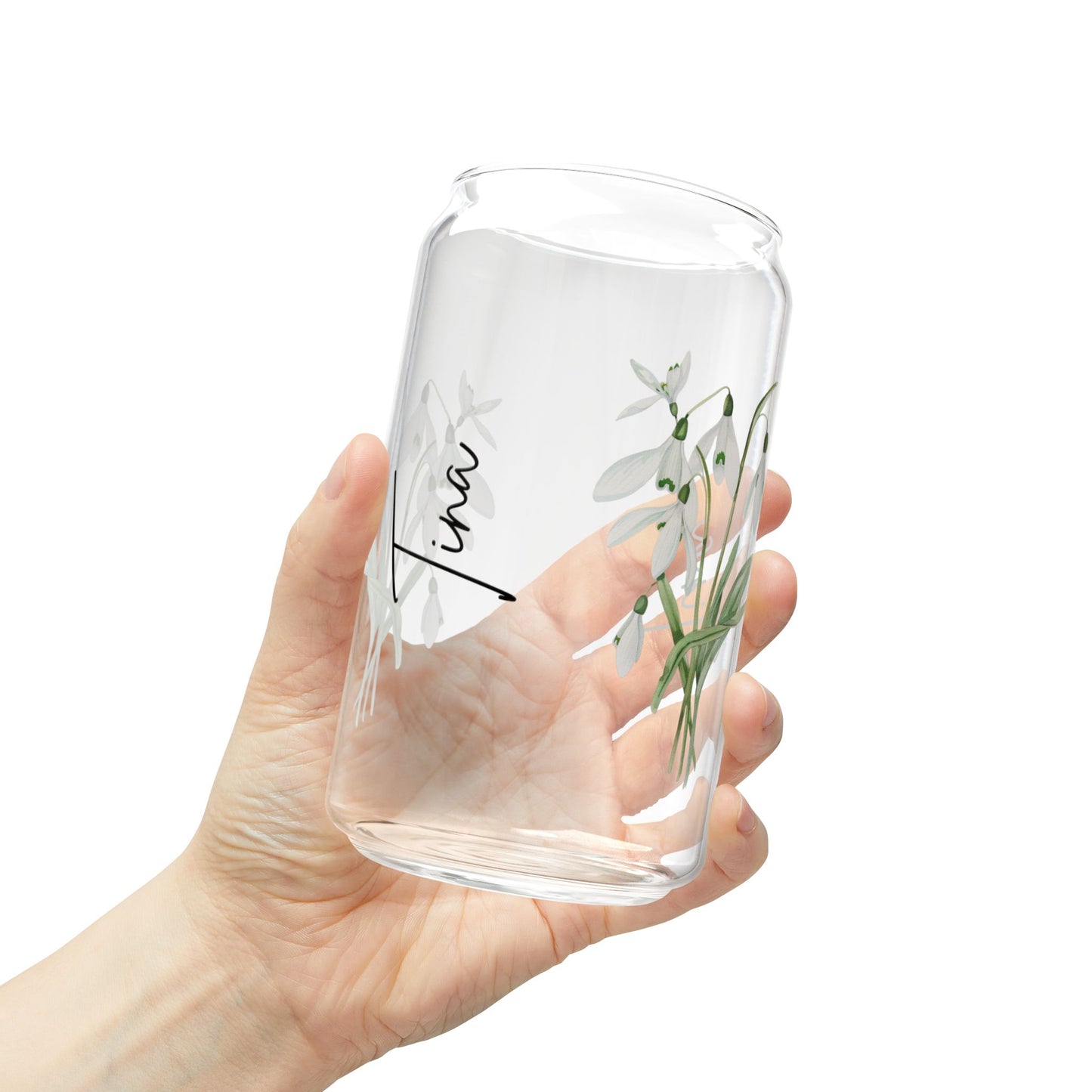 Floral Sipper Glass, 16oz - Eco-Friendly Drinkware for Home, Gifts, Coffee Lovers, Floral Design, Sustainable Glass