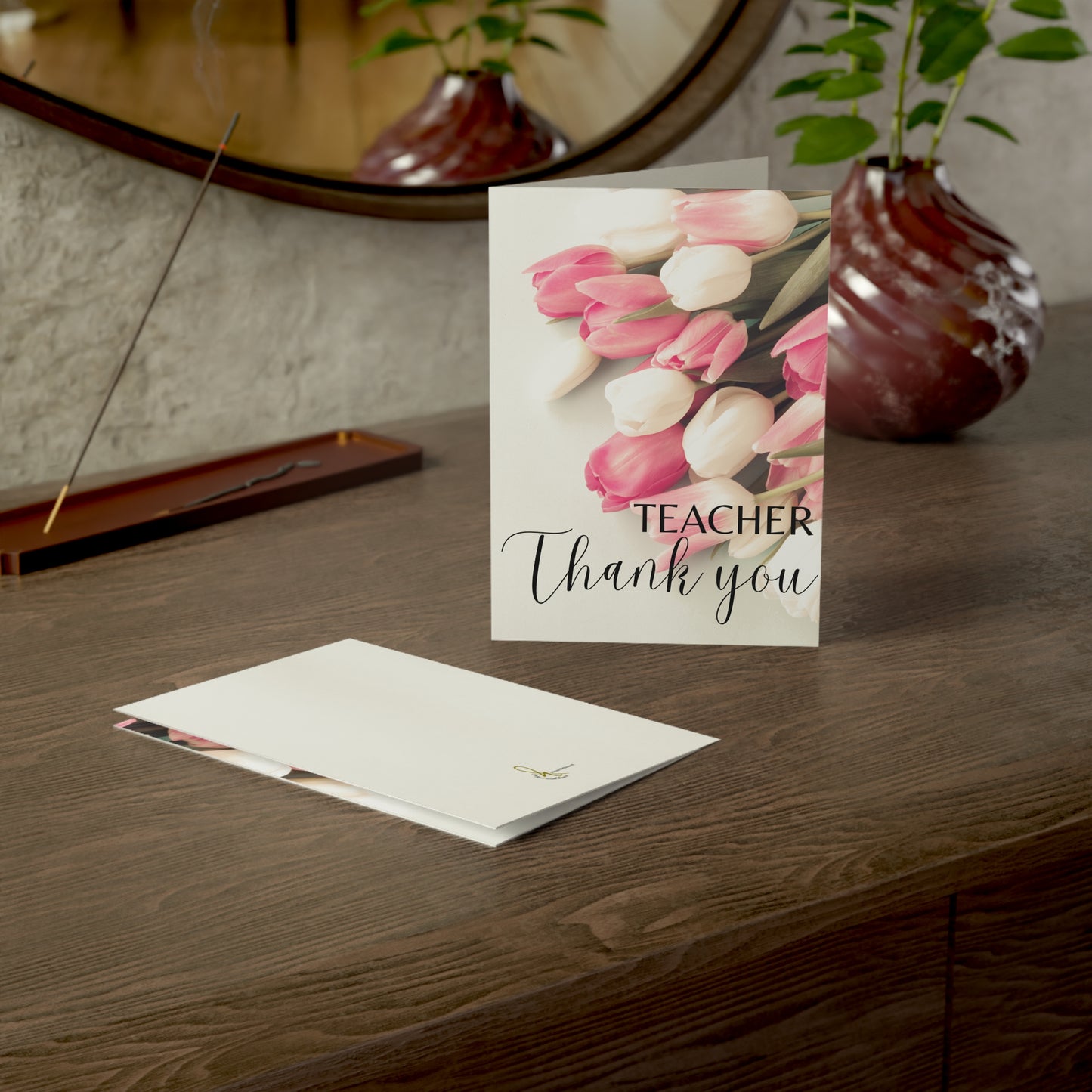 Floral Teacher Thank You Greeting Cards, 1-50 Pack, Appreciation Card Set, Birthday Cards, Note Cards