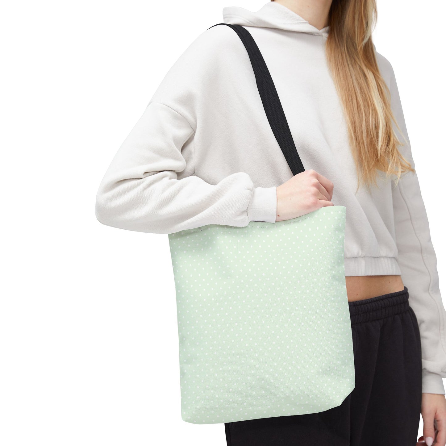 Mint Polka Dot Tote Bag | Stylish Eco-Friendly Day Bag, Beach Tote, Shopping Bag, Gift for Her, Everyday Purse