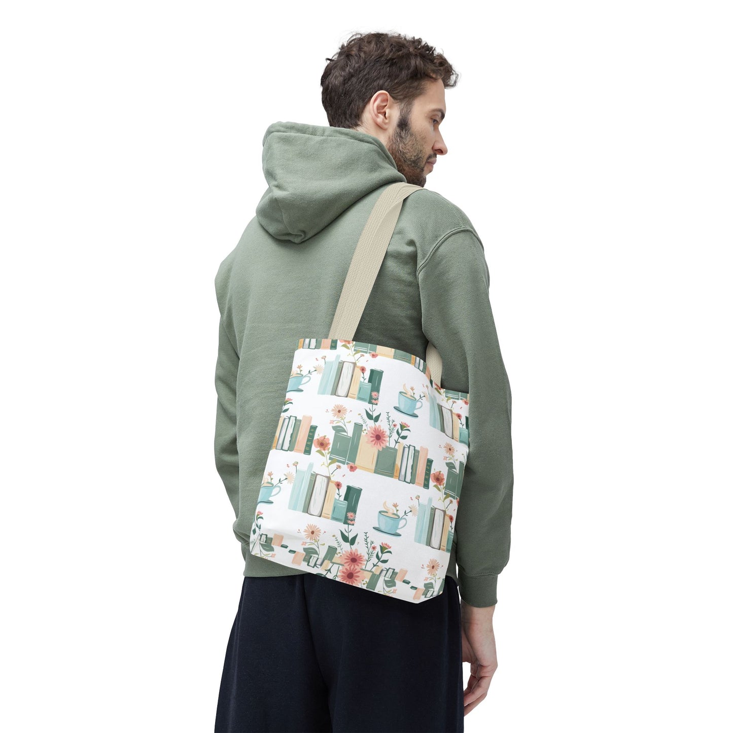 Book Lovers Floral Tote Bag, Eco-Friendly Shopping Bag, Library Tote, Gift for Readers, Canvas Handbag, Botanical Design