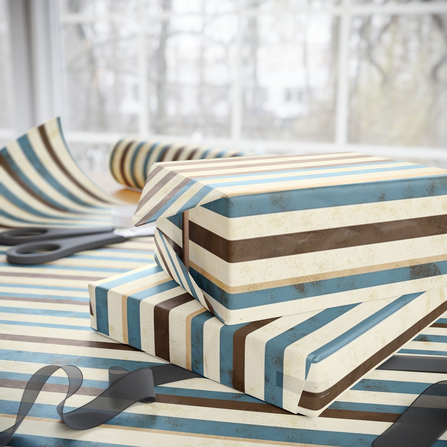 Elegant Striped Wrapping Paper, Gift Wrap for Birthdays, Holidays, Special Occasions, Eco-Friendly Gift Packaging