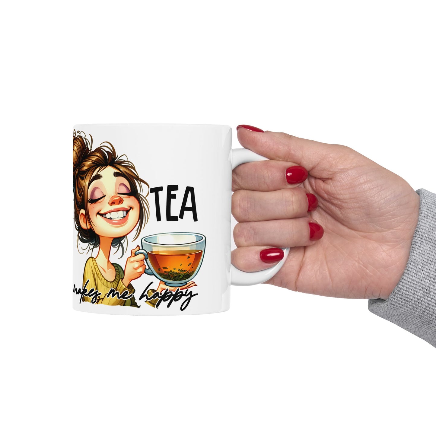 Whimsical Ceramic Mug for Coffee Lovers, Unique Gift Idea, Cute Artwork, Everyday Use, Fun Home Decor