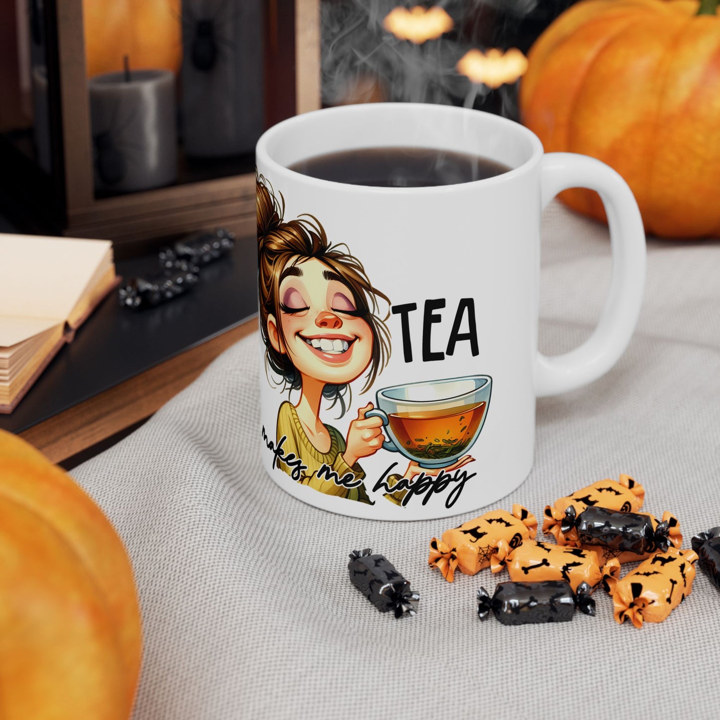 Whimsical Ceramic Mug for Coffee Lovers, Unique Gift Idea, Cute Artwork, Everyday Use, Fun Home Decor