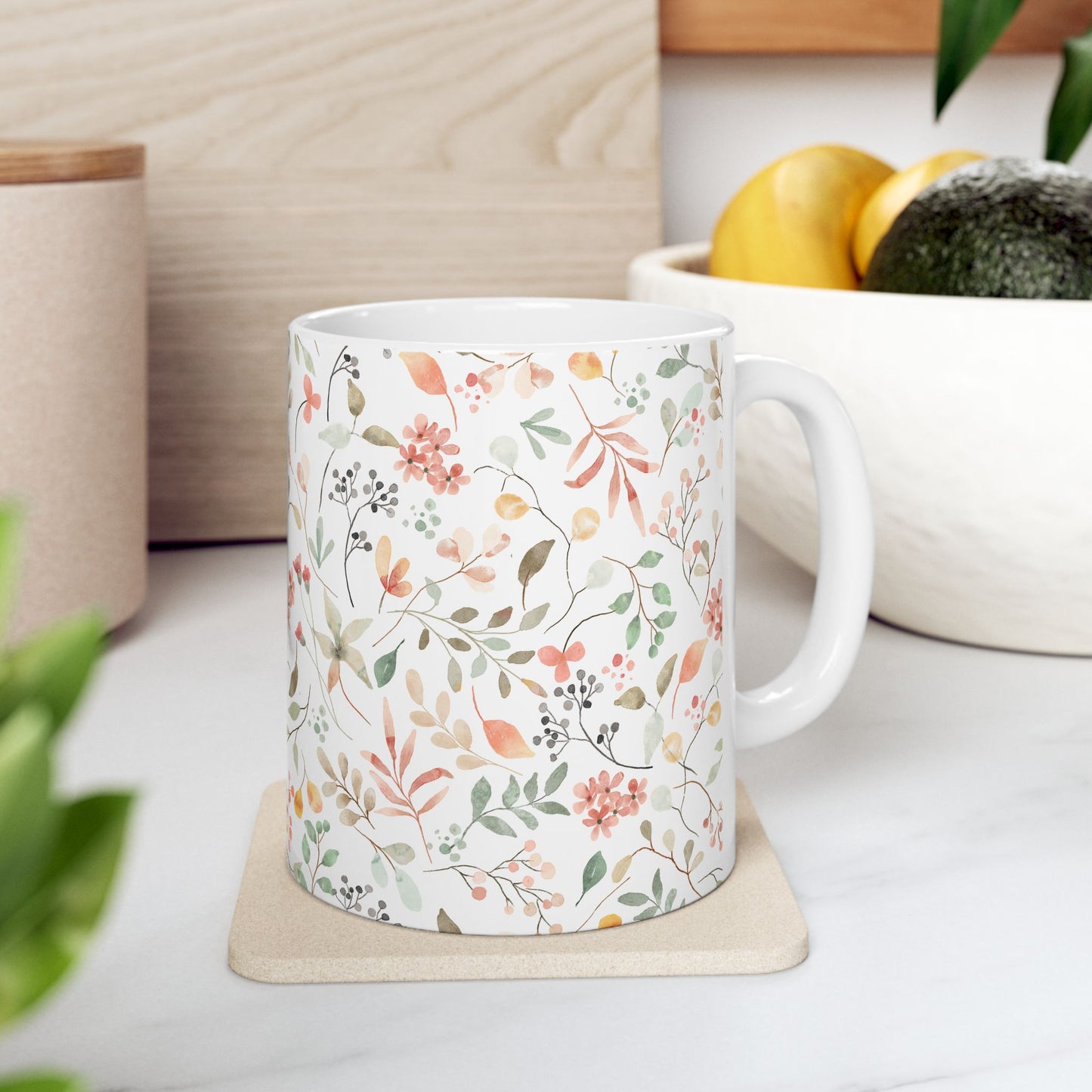 Floral Ceramic Mug - Cozy Coffee Cup, Tea Lover Gift, Home Decor, Housewarming Present, Nature Inspired Drinkware