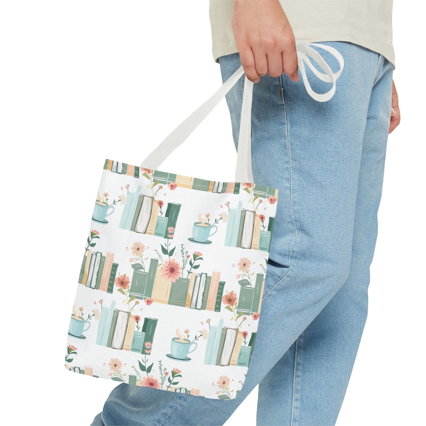 Book Lovers Floral Tote Bag, Eco-Friendly Shopping Bag, Library Tote, Gift for Readers, Canvas Handbag, Botanical Design