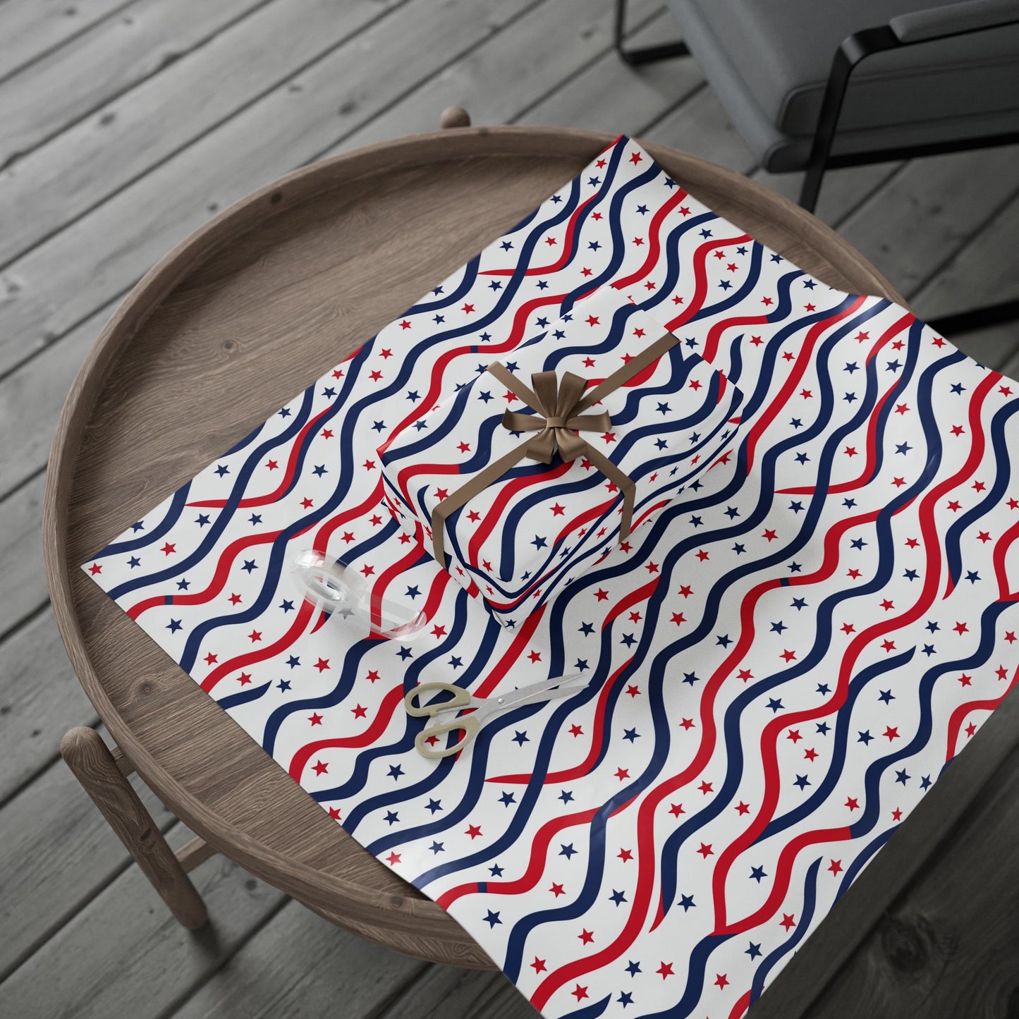 Patriotic Wrapping Paper for Holidays, Gift Wrap for Independence Day, Festive Decor, Star-Patterned Paper, Ideal for Celebrations