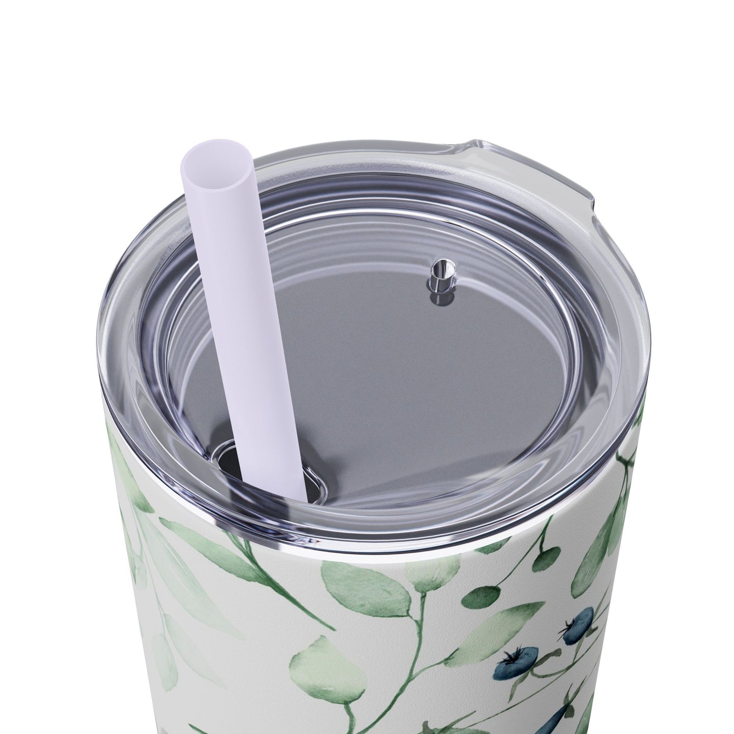 Floral Skinny Tumbler, 20oz Stainless Steel Travel Mug, Eco-Friendly Drinkware, Gift for Her, Summer Hydration, Botanical Design