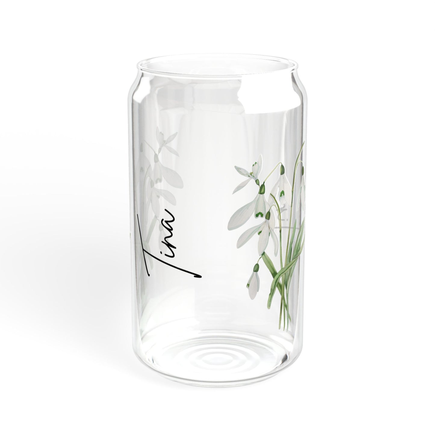 Floral Sipper Glass, 16oz - Eco-Friendly Drinkware for Home, Gifts, Coffee Lovers, Floral Design, Sustainable Glass