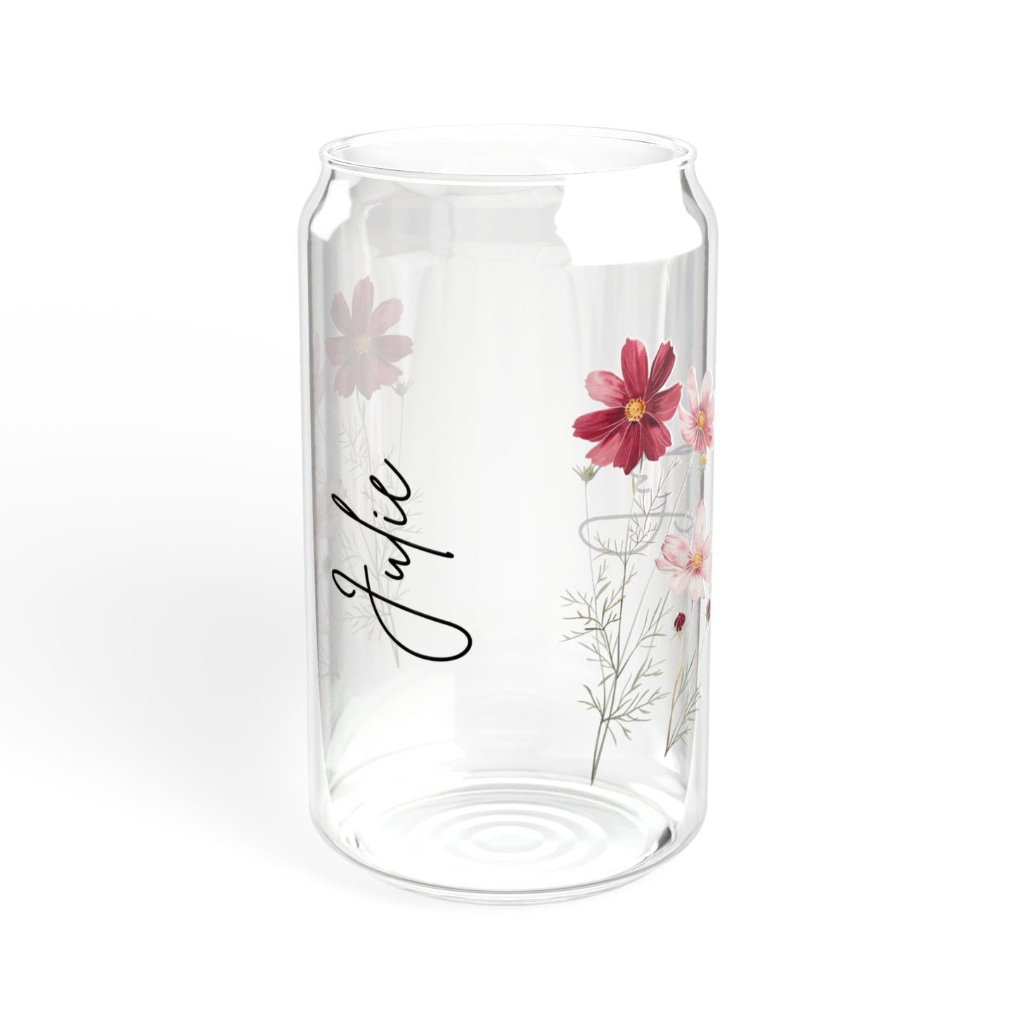 Floral Sipper Glass with Bamboo Lid, Eco-Friendly Drinkware for Summer, Personalized Beverage Jar for Gifts, Reusable Glass, Party Favor